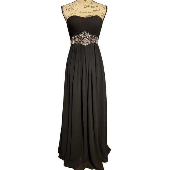 Fiesta Black Strapless Embellished Gown - Picture 2 of 10